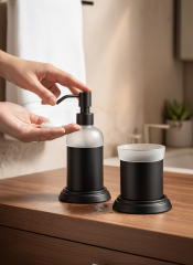 Siyah Sabunluk ve Diş Fırçalık Retro Vintage Tasarım Banyo Sıvı Sabunluk ve Fırçalık Pirinç Malzeme