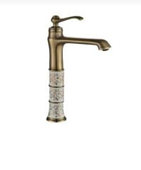Antik Gold Çanak Lavabo Armatür Vintage Tasarım Çanak Uyumlu Batarya