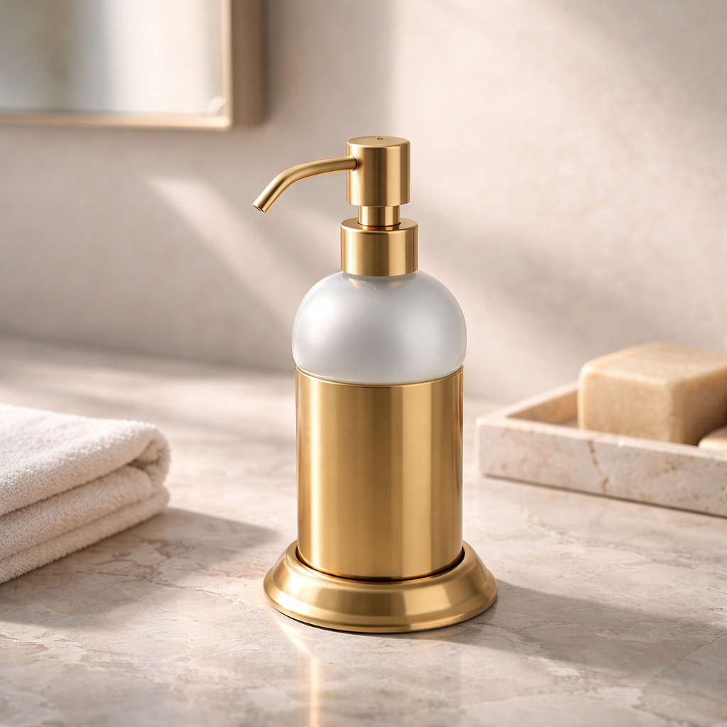 Mat Gold Retro Sıvı Sabunluk Banyo Sıvı Sabunluk Pirinç Materyal Paslanmaz Mat Gold Renk