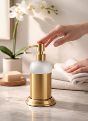 Mat Gold Retro Sıvı Sabunluk Banyo Sıvı Sabunluk Pirinç Materyal Paslanmaz Mat Gold Renk