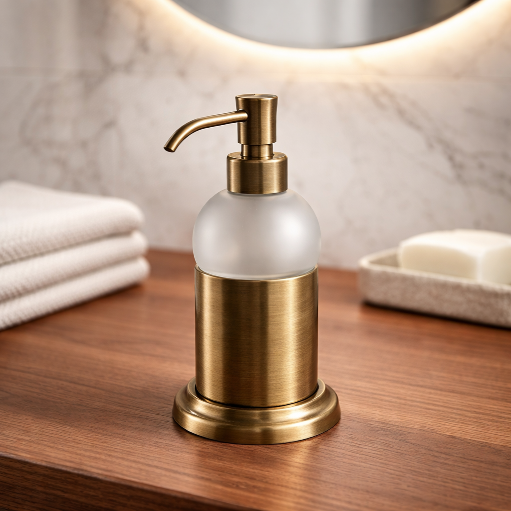 Antik Gold Retro Sıvı Sabunluk Banyo Sıvı Sabunluk Pirinç Materyal Paslanmaz Eskitme Renk