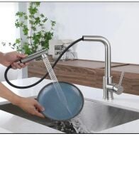 Mat Krom Arıtmalı Spiralli Mutfak Armatür Tazzikleme Özellikli Batarya