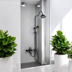 Siyah Duş Sistemi Vintage Klasik Tasarım Batarya Dahil Siyah Duş Yağmurlama