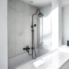 Siyah Duş Sistemi Vintage Klasik Tasarım Batarya Dahil Siyah Duş Yağmurlama