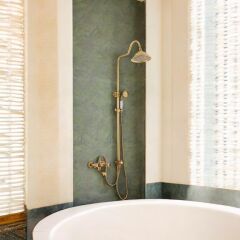Antik Gold Duş Sistemi Batarya Dahil Pirinç Yağmurlama Seti 5 Yıl Garantili Country Tasarım