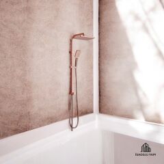Bronz Duş Seti Bakır Banyo Bataryası Dahil Kare Premium Yağmurlama Başlık