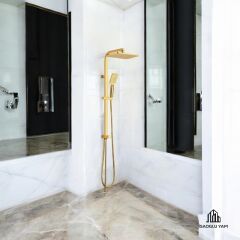 Gold Duş Sistemi Kare Premium Banyo Bataryası Dahil Gold Yağmurlama