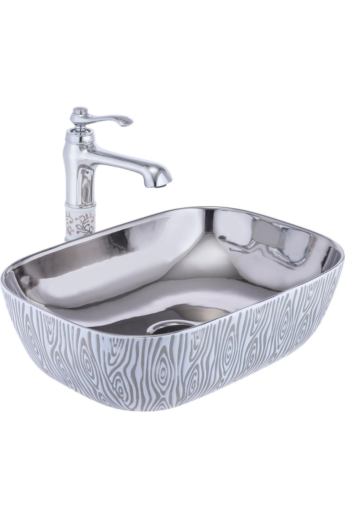 Çanak Lavabo Zebra Tasarım Seramik Lavabo 45X32 Batarya Hariçtir