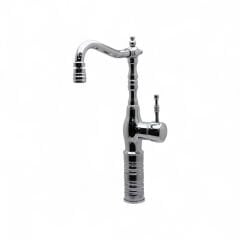 Gümüş Retro Çanak Lavabo Armatür Krom Yüksek Model Banyo Armatürü Özel Tasarım