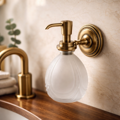 Antik Gold Retro Sıvı Sabunluk Duvara Monte El Yapımı Motifli Eskitme Gold Banyo Sabunluk