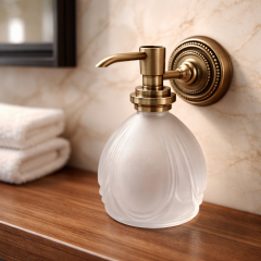 Antik Gold Retro Sıvı Sabunluk Duvara Monte El Yapımı Motifli Eskitme Gold Banyo Sabunluk