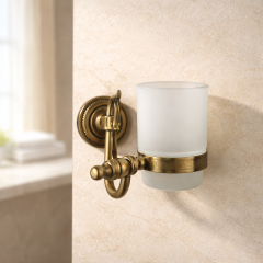 Antik Gold Diş Fırçalık Duvara Monte El Yapımı Retro Tasarım Eskitme Gold Banyo Diş Fırçalık