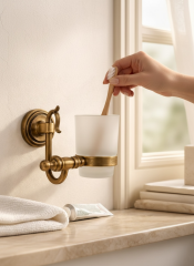 Antik Gold Diş Fırçalık Duvara Monte El Yapımı Retro Tasarım Eskitme Gold Banyo Diş Fırçalık