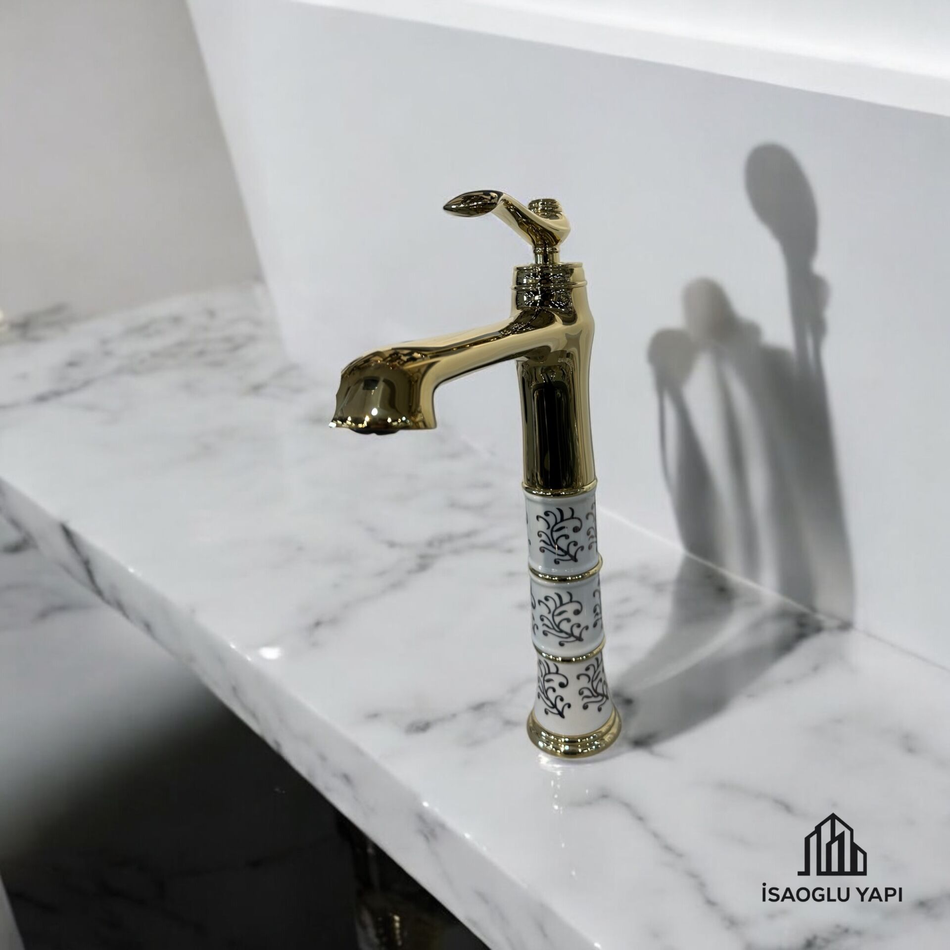 Gold Çanak Lavabo Bataryası Vintage Çanak Armatür Gold Batarya