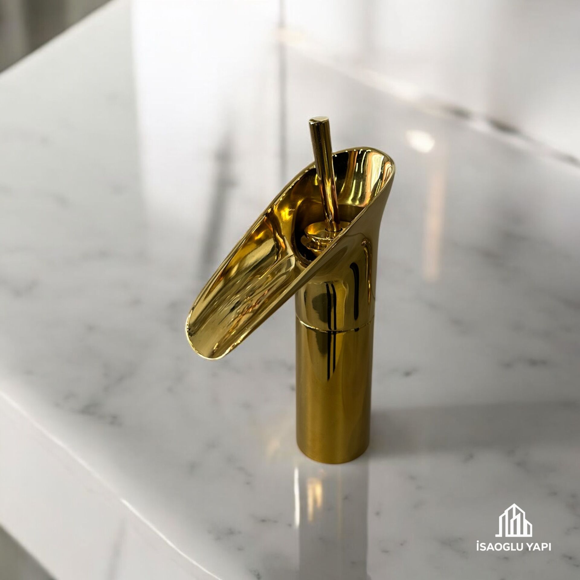 Gold Şelale Musluk Nostaljik Tasarım Lavabo Bataryası Gold Armatür