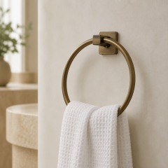 Antik Gold Banyo Havluluk Modern Tasarım Oval Pirinç Eskitme Havluluk Paslanmaz Materyal