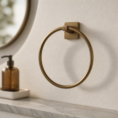 Antik Gold Banyo Havluluk Modern Tasarım Oval Pirinç Eskitme Havluluk Paslanmaz Materyal
