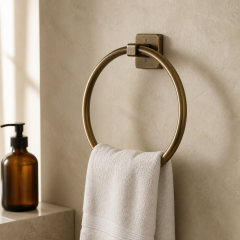 Antik Gold Banyo Havluluk Modern Tasarım Oval Pirinç Eskitme Havluluk Paslanmaz Materyal