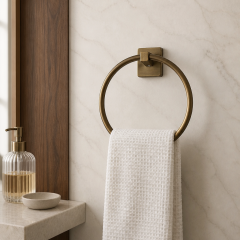 Antik Gold Banyo Havluluk Modern Tasarım Oval Pirinç Eskitme Havluluk Paslanmaz Materyal