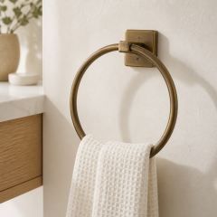 Antik Gold Banyo Havluluk Modern Tasarım Oval Pirinç Eskitme Havluluk Paslanmaz Materyal