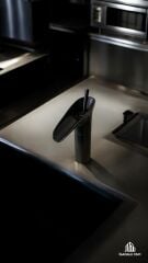 Siyah Şelale Musluk Nostaljik Tasarım Şelale Lavabo Bataryası Siyah Armatür