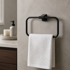 Mat Siyah Banyo Havluluk Kare Tasarım Paslanmaz Çelik Havluluk