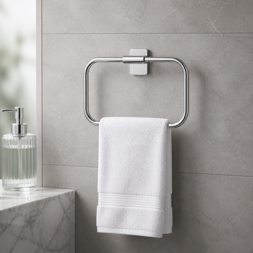 Silver Gümüş Krom Banyo Havluluk Kare Tasarım Paslanmaz Çelik Havluluk