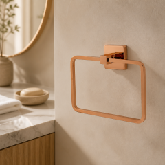 Rose Bakır Banyo Havluluk Kare Tasarım Pirinç Paslanmaz Çelik Havluluk Bakır Renk