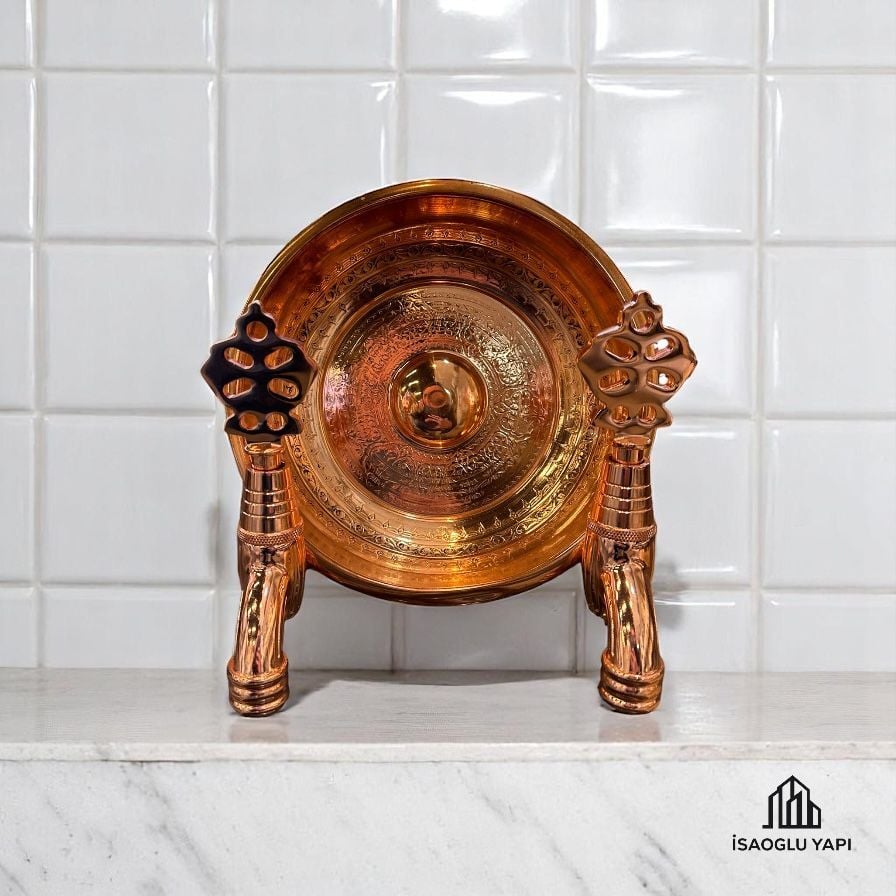Kurna Musluğu Bakır Bronz Kurna Seti Pirinç Hamam Tası Komple Set