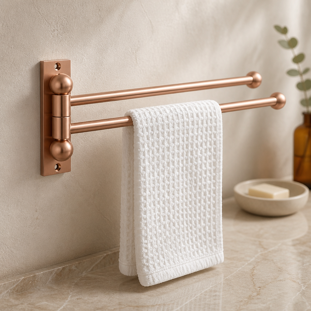 Mat Bakır Havluluk Çiftli Asklılı Havluluk Hareketli Sistem Mat Bronz Banyo Havluluğu Paslanmaz Pirinç