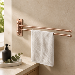 Mat Bakır Havluluk Çiftli Asklılı Havluluk Hareketli Sistem Mat Bronz Banyo Havluluğu Paslanmaz Pirinç