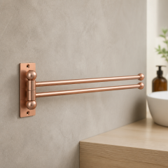 Mat Bakır Havluluk Çiftli Asklılı Havluluk Hareketli Sistem Mat Bronz Banyo Havluluğu Paslanmaz Pirinç