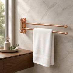 Mat Bakır Havluluk Çiftli Asklılı Havluluk Hareketli Sistem Mat Bronz Banyo Havluluğu Paslanmaz Pirinç