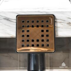 Bakır Bronz Yer Sifonu 10*10 Banyo Gideri Bakır Renk Sifon