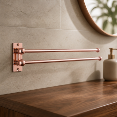 Rose Bakır Havluluk Çiftli Asklılı Havluluk Hareketli Sistem Banyo Havluluğu Bakır Bronz Paslanmaz Pirinç