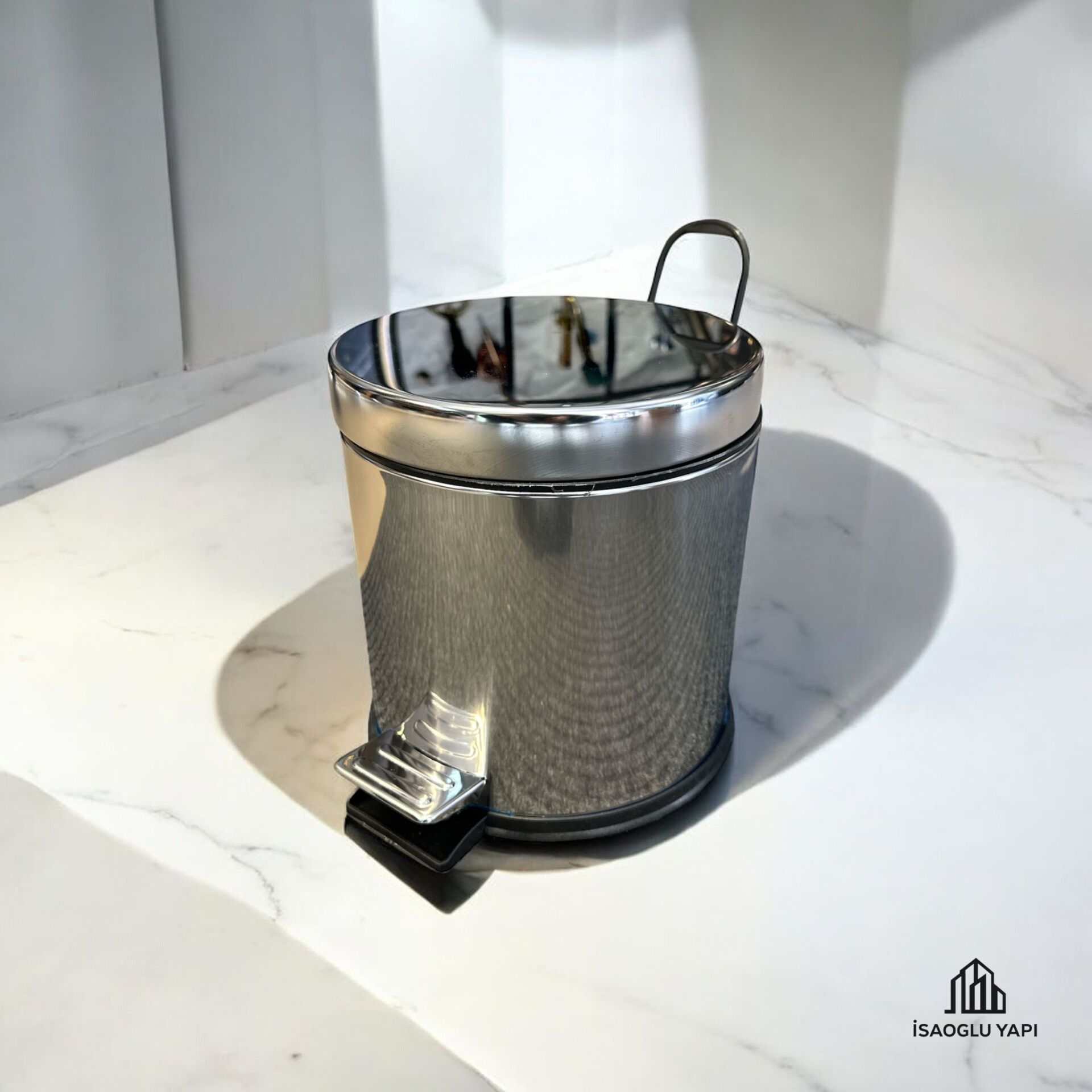 Banyo Çöp Kovası Krom Pedallı Kova Paslanmaz Çelik Modern Tasarım