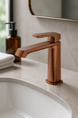 Mat Bakır Lavabo Bataryası Özel Renk Mat Bronz Lavabo Armatür Modern Tasarım