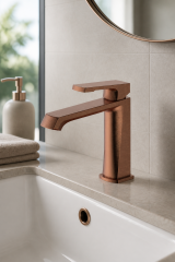 Mat Bakır Lavabo Bataryası Özel Renk Mat Bronz Lavabo Armatür Modern Tasarım