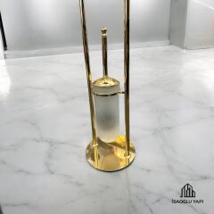 Gold Ayaklı Set Pirinç Materyal Fırçalık ve Kağıtlık Seti