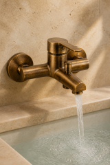 Antik Gold Banyo Bataryası Pirinç Malzeme Eskitme Gold Banyo Duş Armatürü