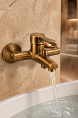 Antik Gold Banyo Bataryası Pirinç Malzeme Eskitme Gold Banyo Duş Armatürü