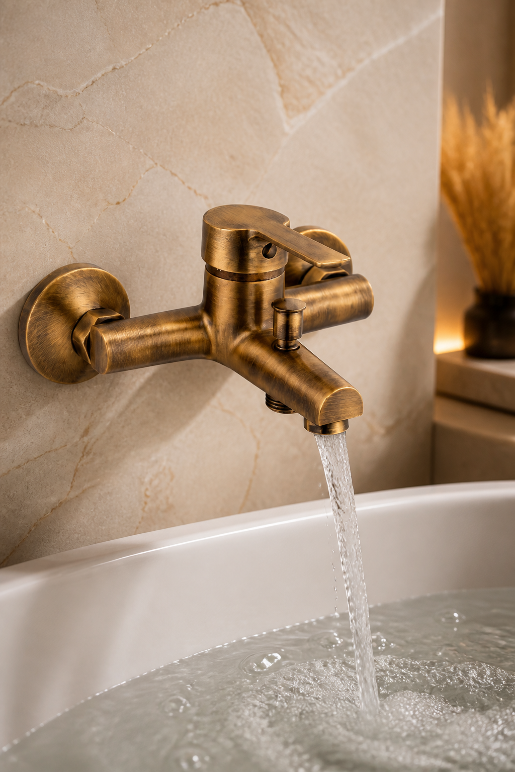 Antik Gold Banyo Bataryası Pirinç Malzeme Eskitme Gold Banyo Duş Armatürü