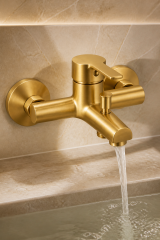 Mat Gold Banyo Bataryası Pirinç Malzeme Fırçalanmış Mat Altın Banyo Duş Armatürü