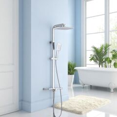 Banyo Duş Sistemi Tepe Yağmurlamalı Kare Borulu Kare Tasarım Premium Duş Başlığı