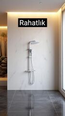 Banyo Duş Sistemi Tepe Yağmurlamalı Kare Borulu Kare Tasarım Premium Duş Başlığı