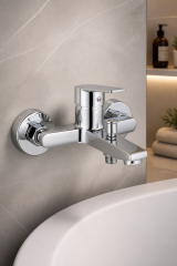 Silver Gümüş Banyo Bataryası Pirinç Malzeme Krom Gri Banyo Duş Armatürü