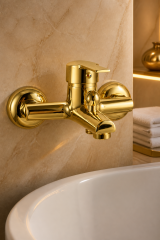 Parlak Gold Banyo Bataryası Pirinç Malzeme Gold Altın Banyo Duş Armatürü