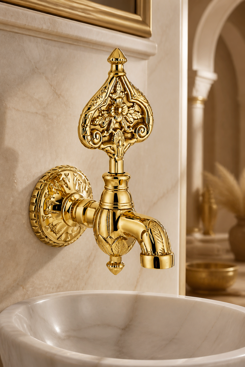 Gold Kurna Musluğu Retro Özel Tasarım Rustik Hamam Kurna Musluğu