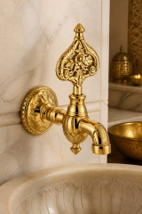 Gold Kurna Musluğu Retro Özel Tasarım Rustik Hamam Kurna Musluğu