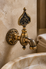 Antik Gold Kurna Musluğu Retro Özel Tasarım Rustik Hamam Kurna Musluğu